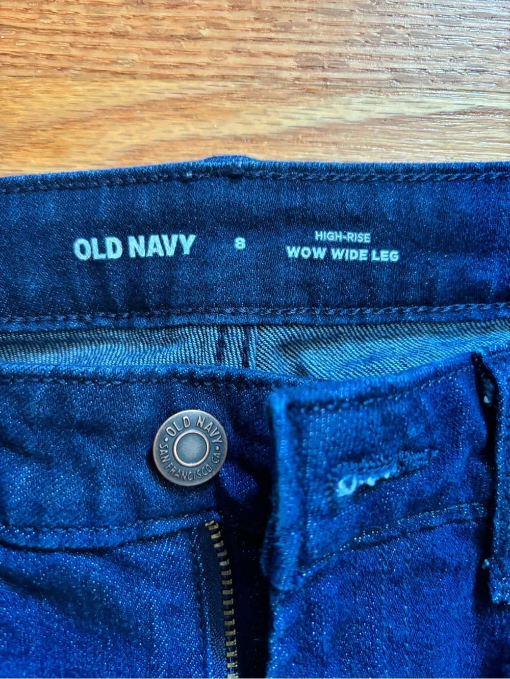 Old Navy Women's Dark Blue Wide-Leg, High Waist Jeans